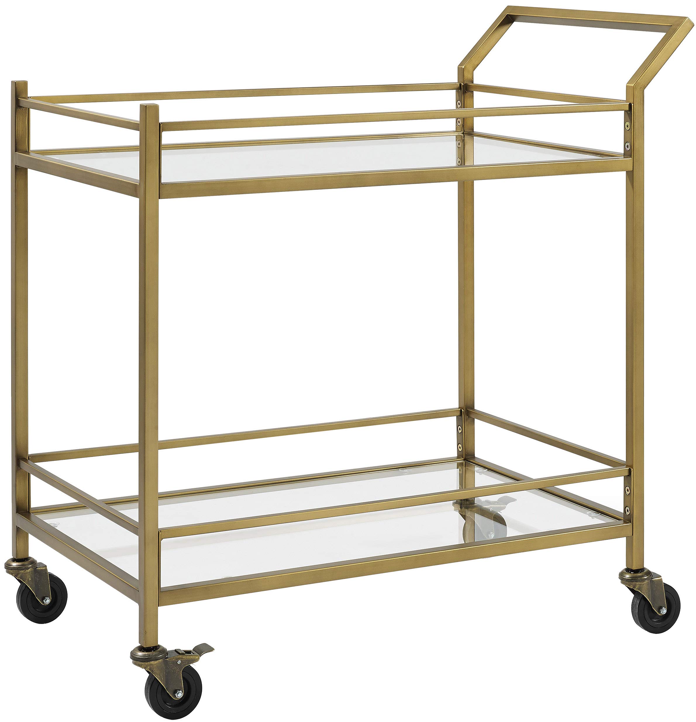 Crosley Furniture Aimee Rolling Bar Cart, Gold and Glass, Model:CF4007-GL