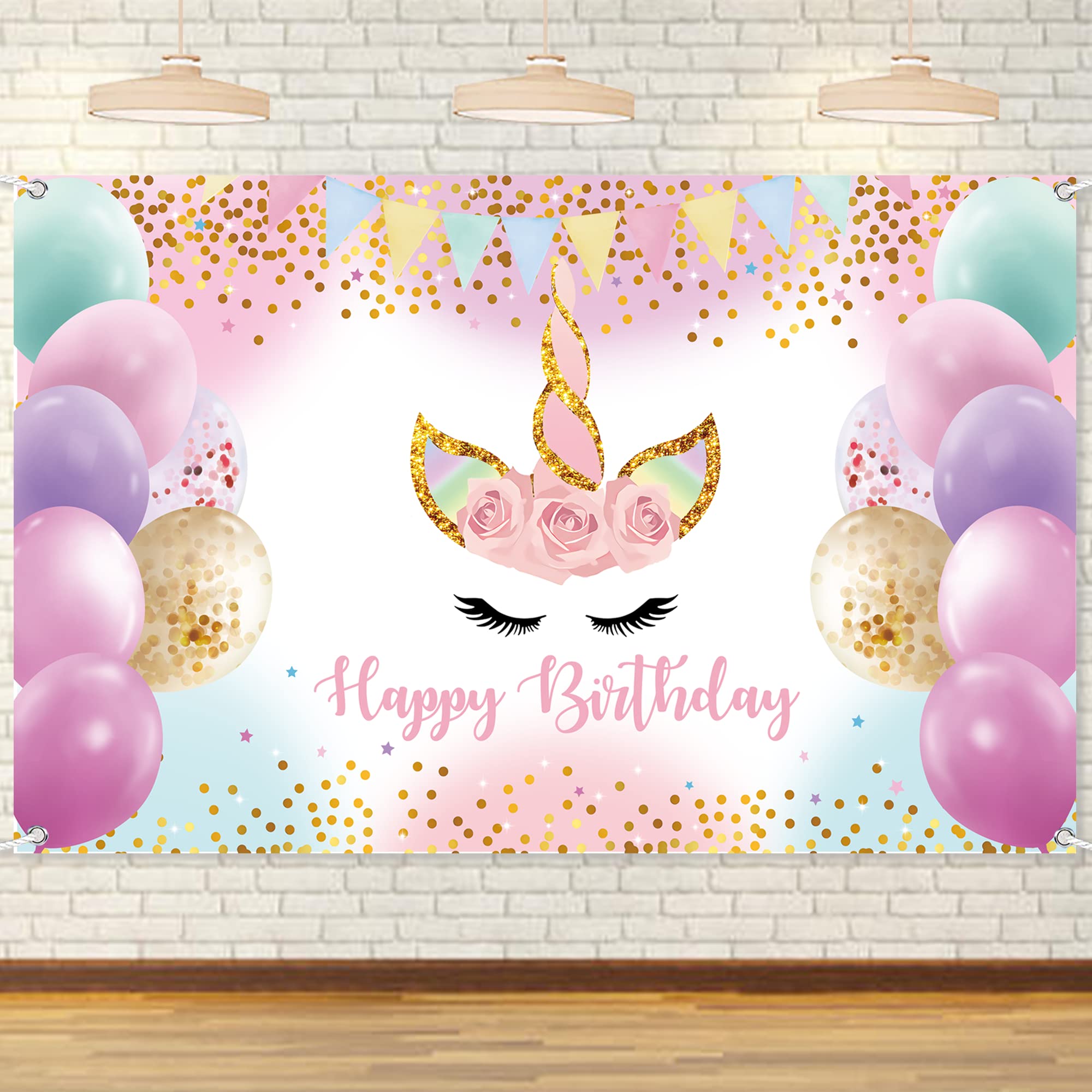 Unicorn Backdrop Unicorn Happy Birthday Party Decorations Rainbow ...