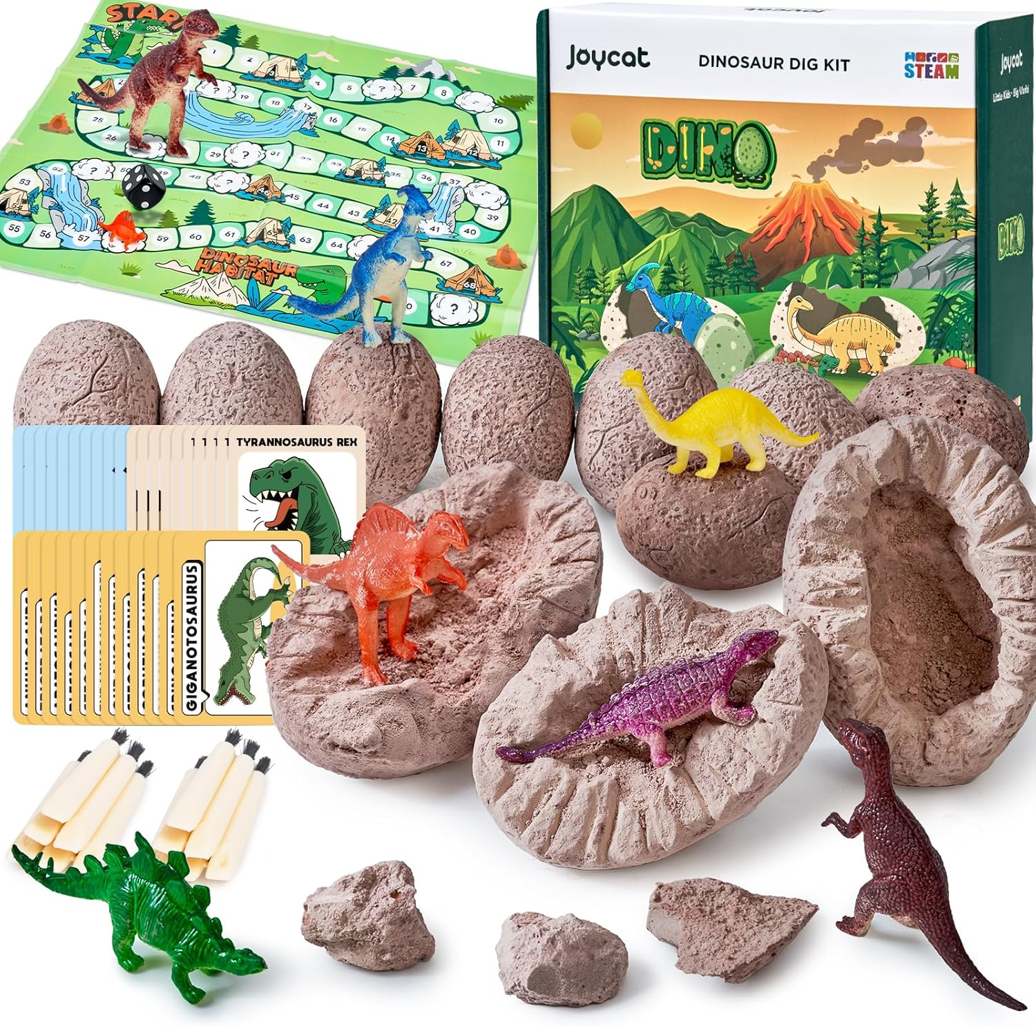 Amazon.com: JoyCat Dinosaur Eggs Dig Kit, 12 Dino Eggs with 12 Unique ...