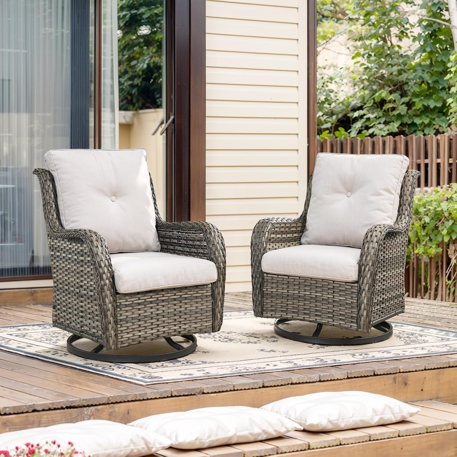 Amazon.com: Belord Outdoor Swivel Rcoker Patio Chairs - Outdoor Swivel ...