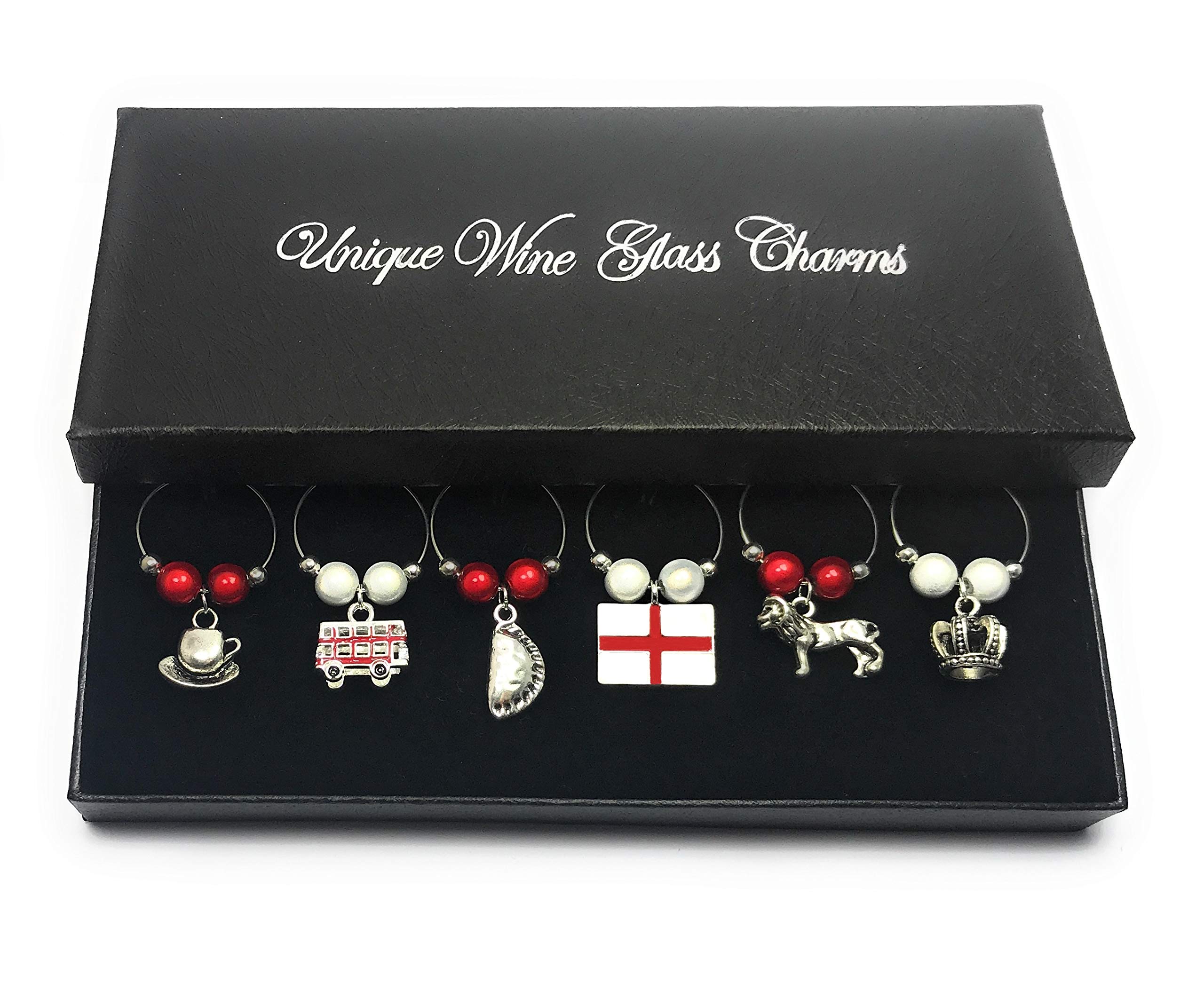 Libby's Market Place English/England Wine Glass Charms with Gift Box