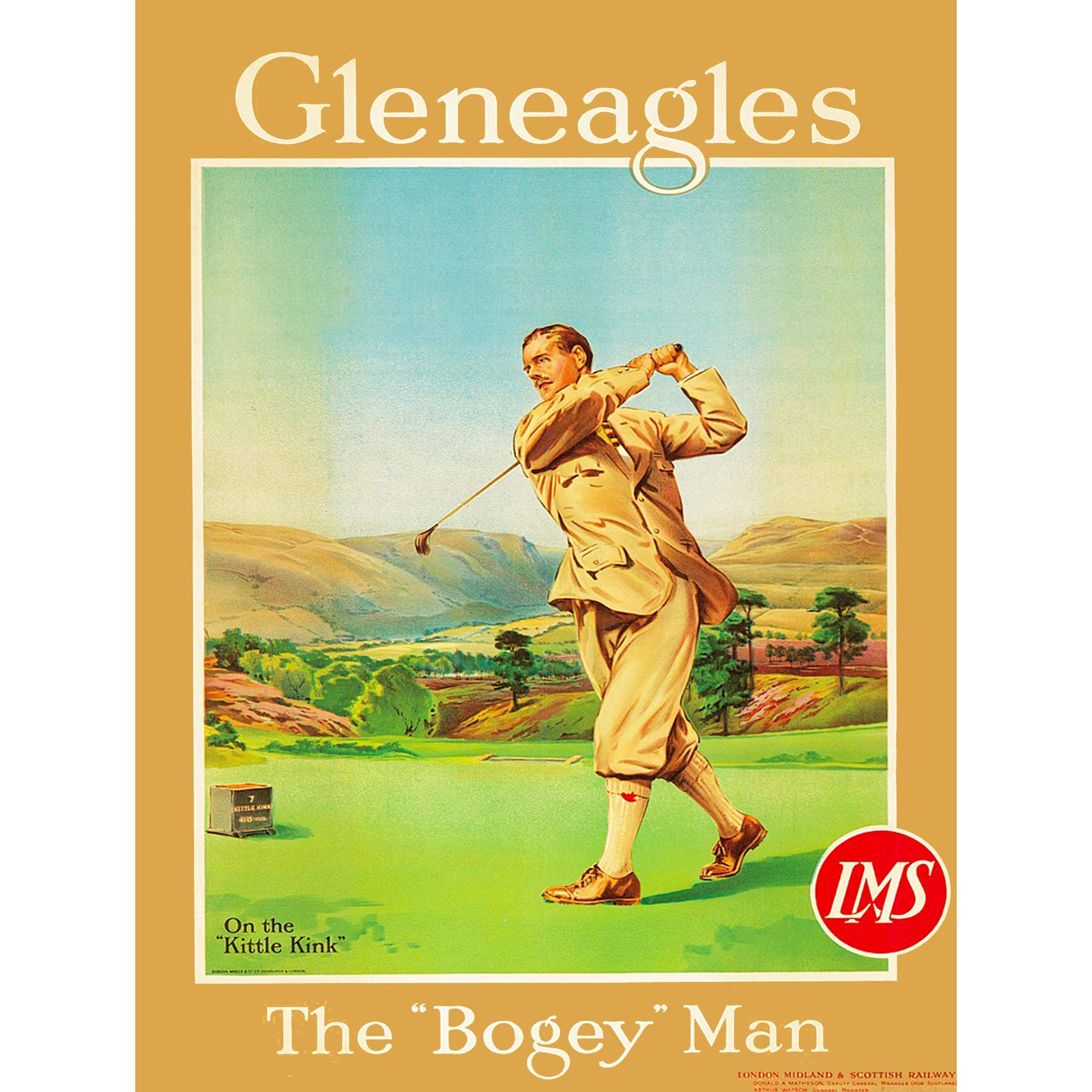 Wee Blue CooTRAVEL SPORT GOLF GLENEAGLES SCOTLAND BOGEY RAIL ART PRINT POSTER 30X40 CM 12X16 IN BB8463B