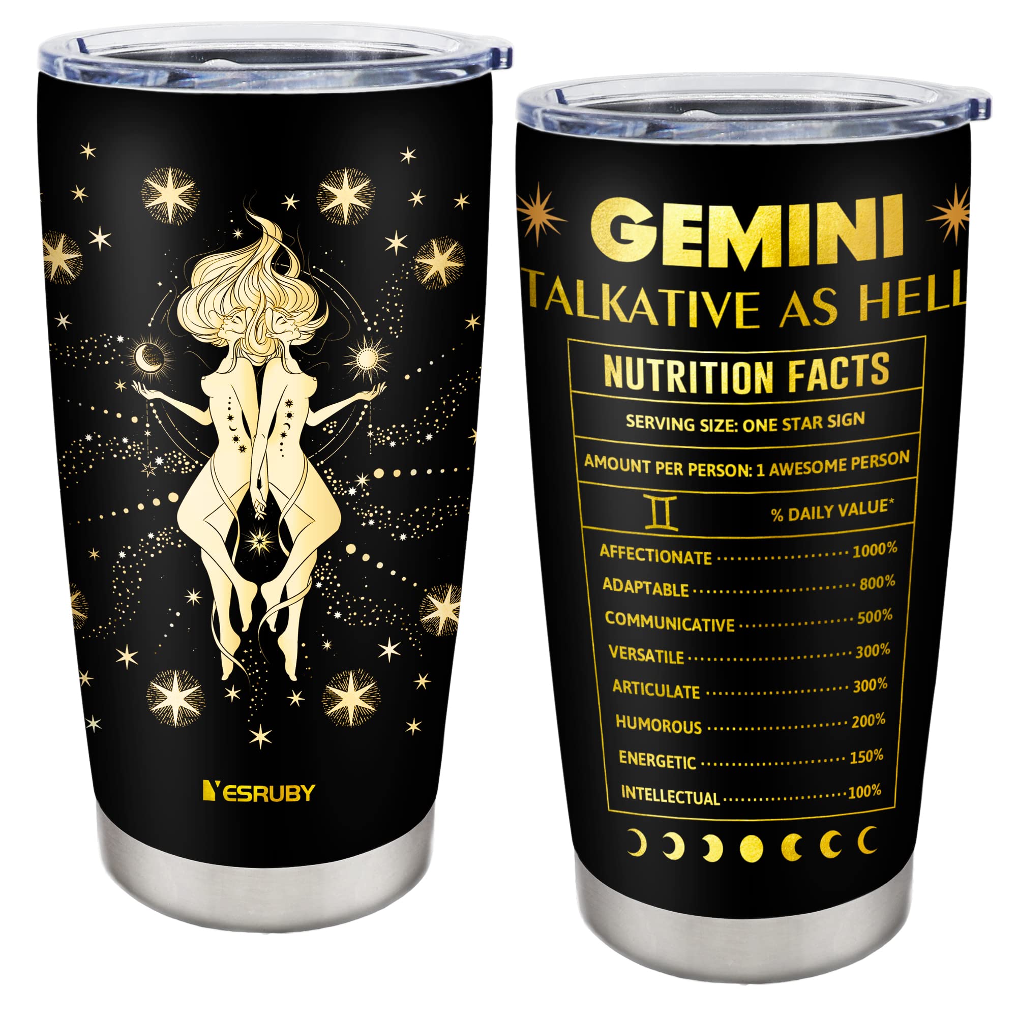 Yesruby Gemini Gifts Tumbler 20Oz, Gemini Gifts For Women Men, Gemini Gift, Gemini Zodiac Gifts, Gifts For Gemini, Horoscope Astrology Constellation Zodiac Gifts, Gemini Birthday Gifts Coffee Cup(1PC)