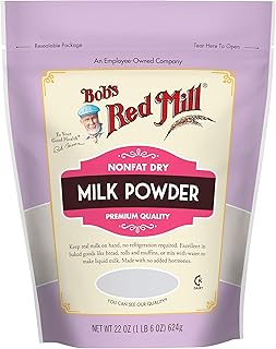 Bob's Red Mill Non-Fat Dry Milk Powder, 22oz (Pack of 1) - Makes 26 Cups per Bag, Made in USA, Unflavored, Kosher