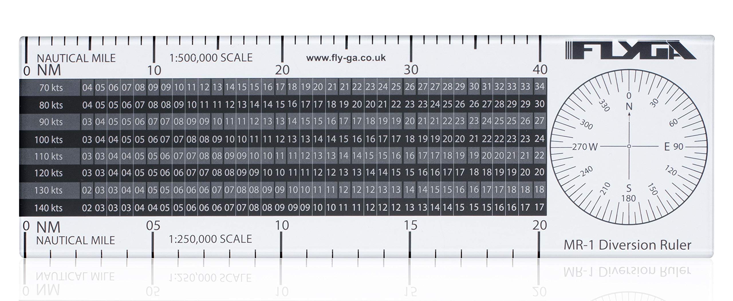 Flight Diversion Ruler (Nautical Mile Navigation Plotter) - For PPL(A), LAPL, PPL(H) & CPL Aviation Pilots