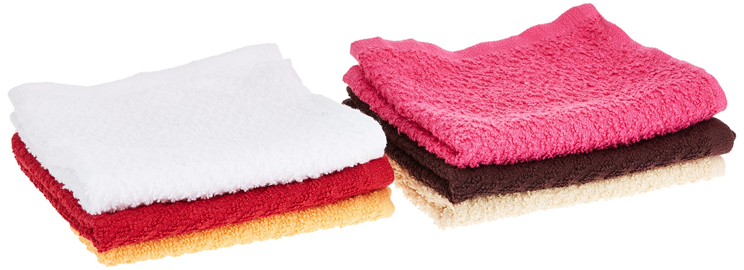 Hotel Linen KlubDeyarco Princess 100% Cotton Terry Wash Cloth 6 Pieces Set, Super Soft Quick Dry Highly Absorbent, Size: 30 X 30 Cm, Multi-Colour