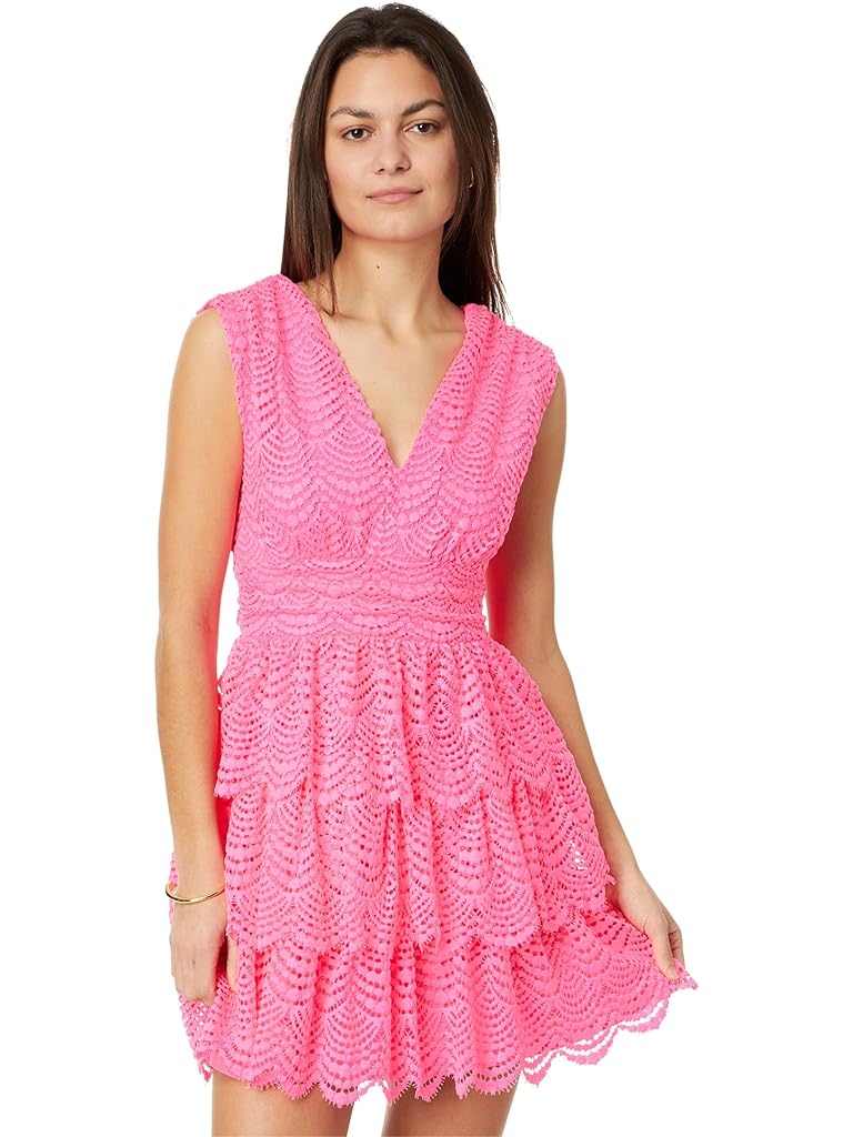 Lilly Pulitzer Faye V-Neck Lace Ruffle Dress