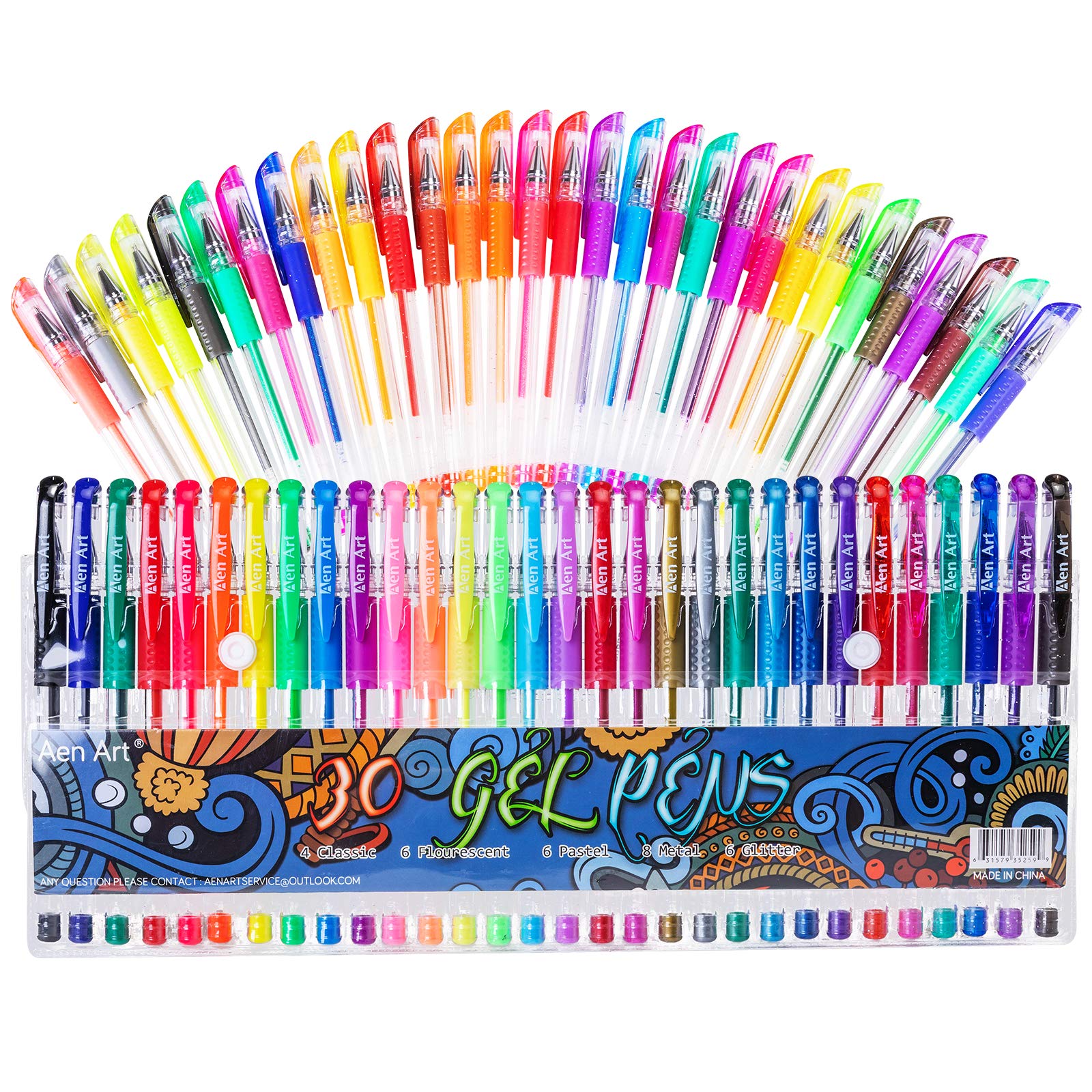 Gel Pens for Adult Coloring Books, 30 Colors Gel Marker Colored Pen with 40% More Ink for Drawing, Bullet Journaling, School Craft Supplies