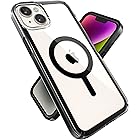 Speck Clear iPhone 15 Plus & 14 Plus Case - Slim, Built for MagSafe, Scratch Resistant & Drop Protection Clear Phone Case - Anti-Yellowing - 6.7 inch iPhone - Dual Layer - Black GemShell