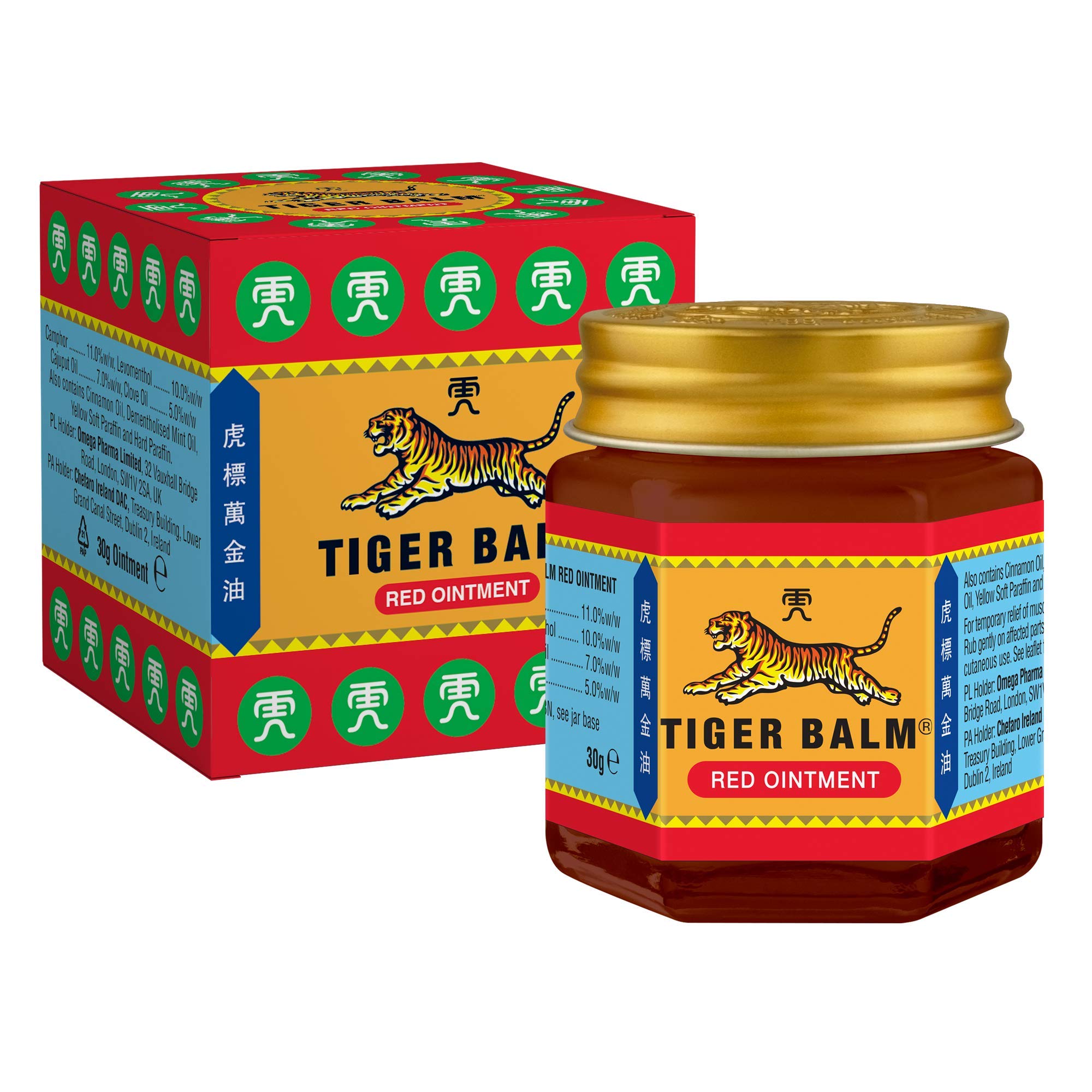 Tiger Balm Red Ointment, Temporary Relief from Minor Muscular Aches and Pains, 30 g (Pack of 1)