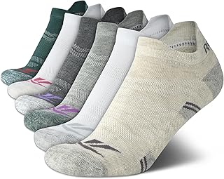 Reebok Women's Running Socks - 6 Pack Half Terry Low Cut Anti Blister Thick Ankle Socks - Arch Support Socks for Women (4-10)