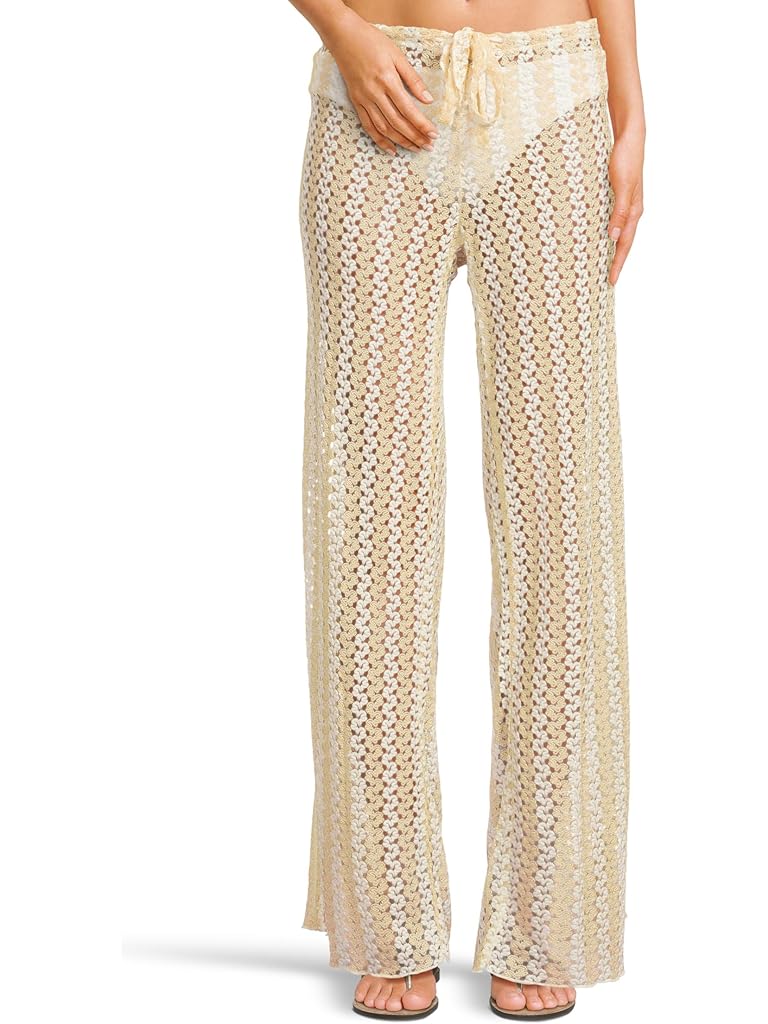 BECCA Golden Metallic Crochet Pants Cover-Up