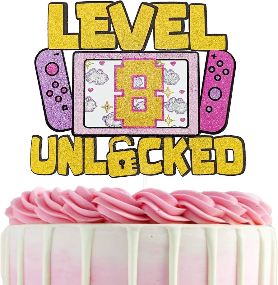 Amazon.com: Girls Level 8 Unlocked Cake Topper, Glitter Girls ...