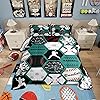 Erosebridal Boys Comforter Set Full,Baseball Sports Bedding Comforter Set Full for Kids,Baseball Player Bat Bedding,Geometric Ball Game Duvet Insert with 2 Pillowshams All Season,Green White Black