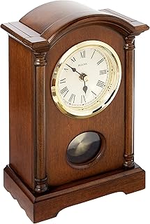 Bulova B7466 Dalton Pendulum Table Clock with Chime Finish, Wood, Walnut Brown