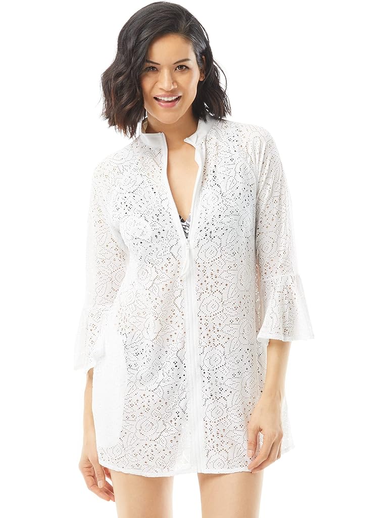 BEACH HOUSE Crochet Soleil Vanessa Zip Front Cover-Up Short Dress