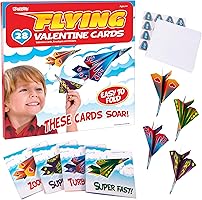 28-Pack Flying Paper Airplanes Valentines Cards for Kids Classroom with Envelopes I Valentines Day Cards for Kids School...