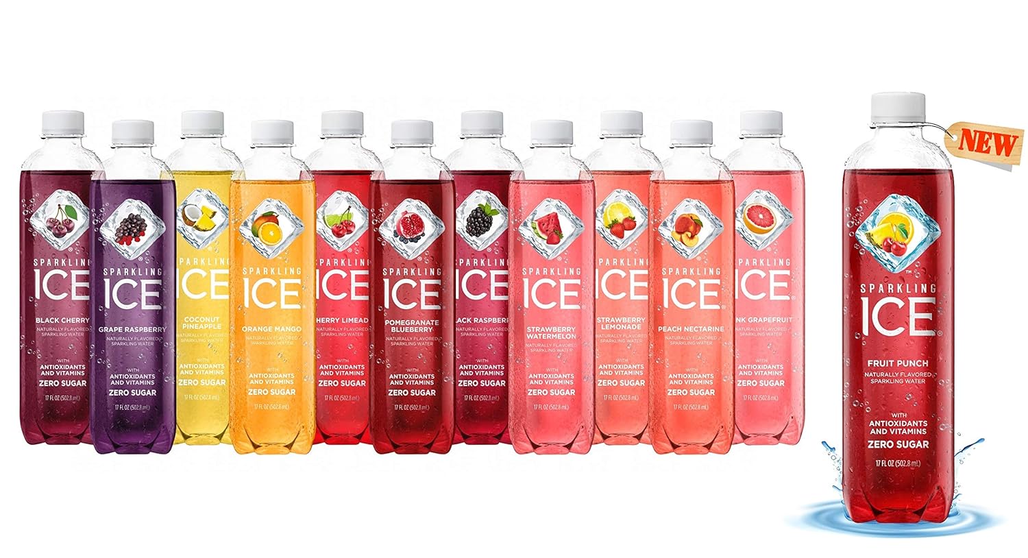 Sparkling ICE Sparkling Water | 12 Flavor Variety Pack Sampler - 17 Fl Oz Bottles, Naturally Flavored Sparkling Water with Antioxidants & Vitamins | Pack Of 12