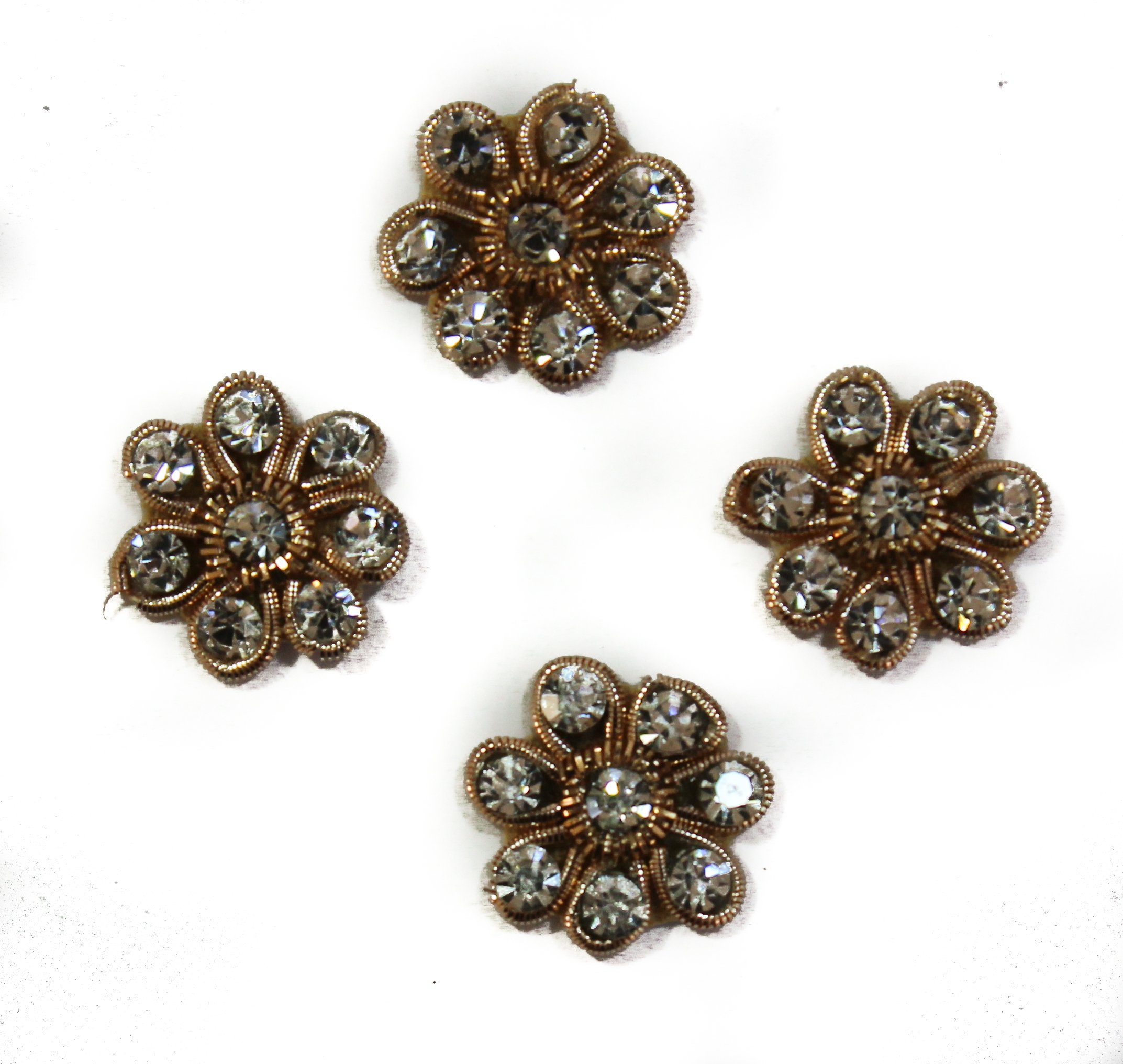 Rakam Crafts Rhinestone Sitara Zari Work Flower Design Appliques Motifs for Lehenga and Dress Designing (Copper) - Pack of 25