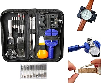 Image of 294 Pieces Professional Watch Repair Tool Kit with Case by Belle Vous - Watchmaker Tools - Link Remover, Watch Pins, Changing Watch Battery, Back Case Opener, Watch Band Link Pin, Spring Bar Tool Set