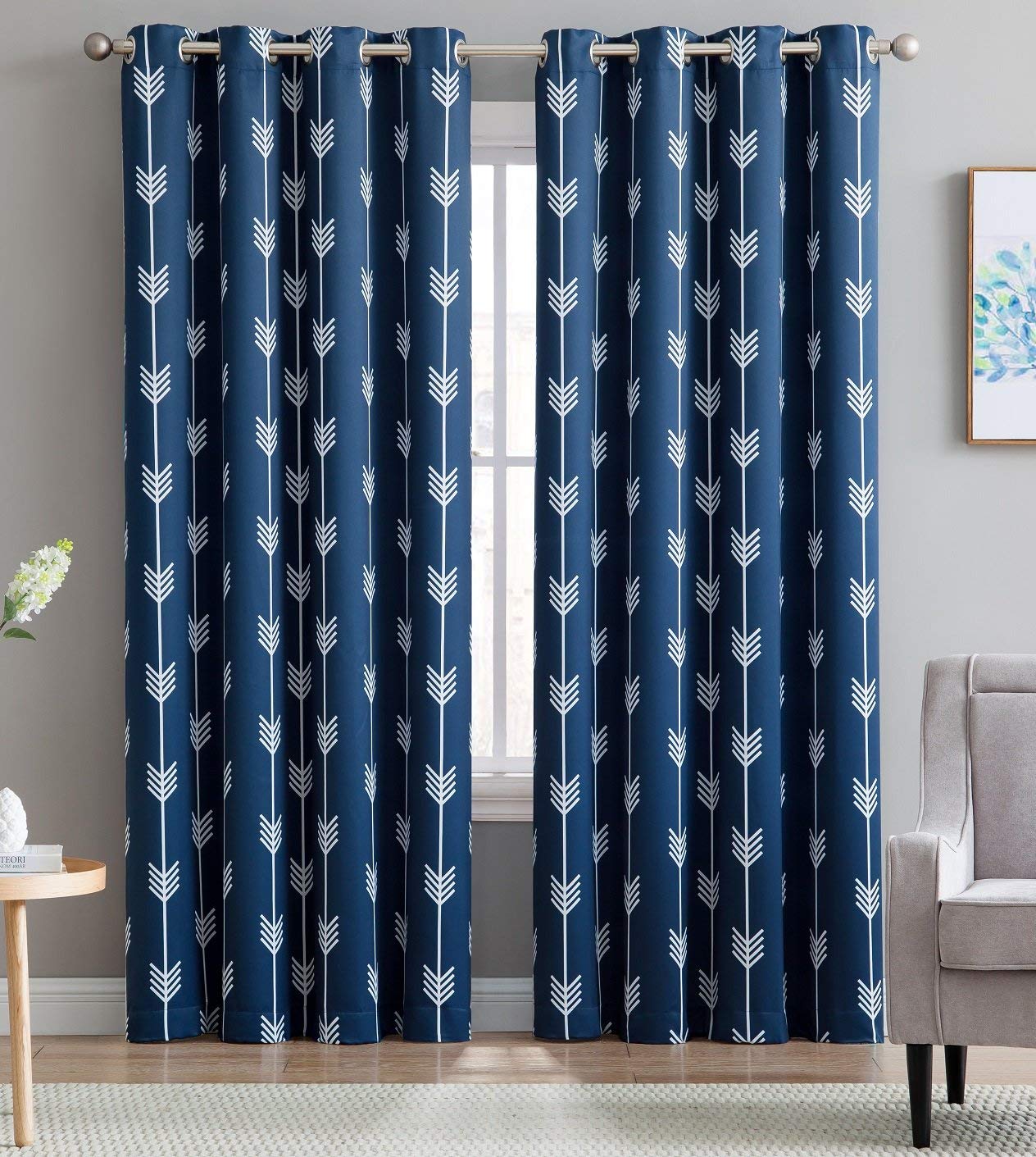 Blue printed curtains