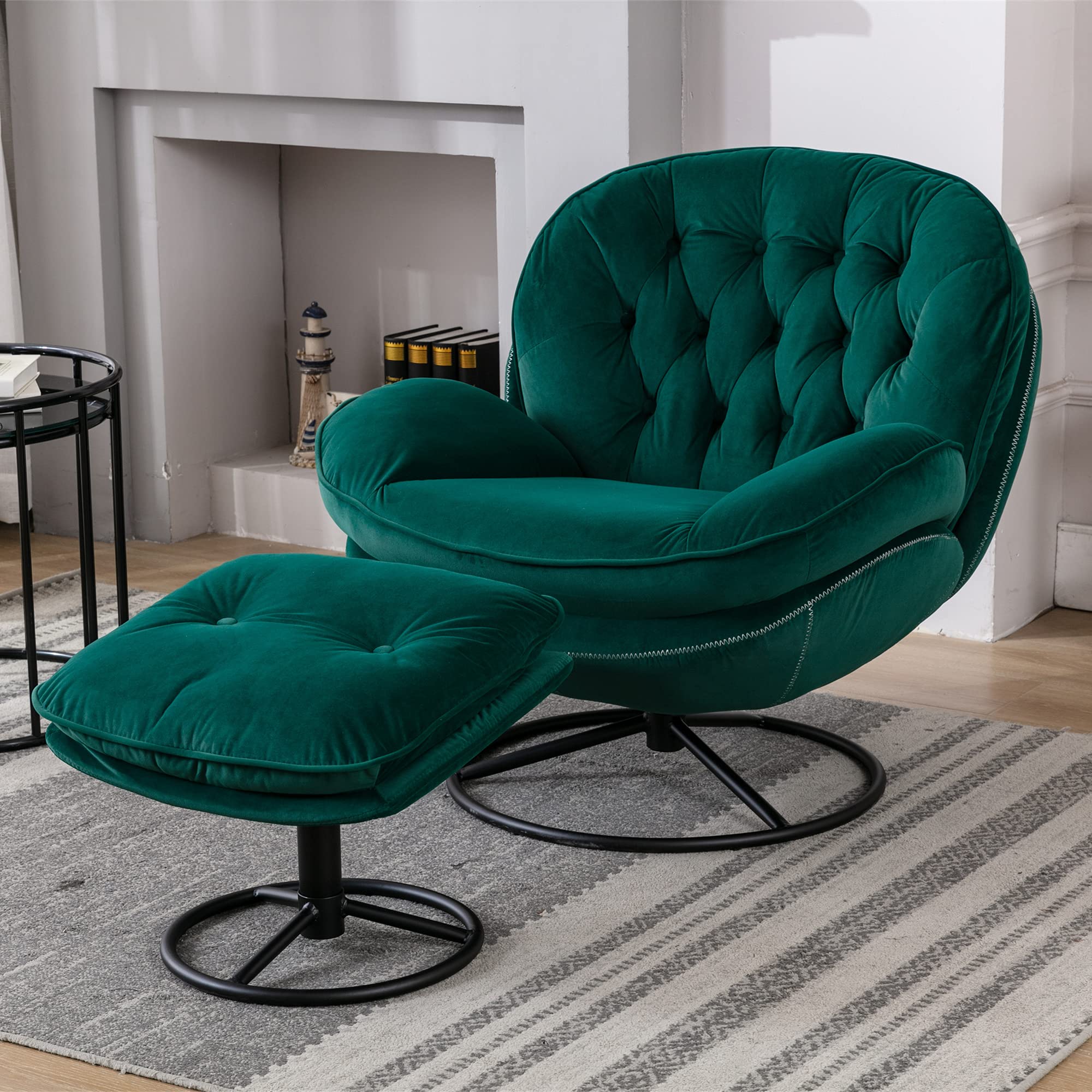 Buy Baysitone Velvet Swivel Accent Chair with Ottoman Set, Modern ...