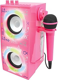 Lexibook Mattel Barbie - Portable Bluetooth Lighted Speaker with Microphone, karaoke, light effects, wireless, USB, SD car...