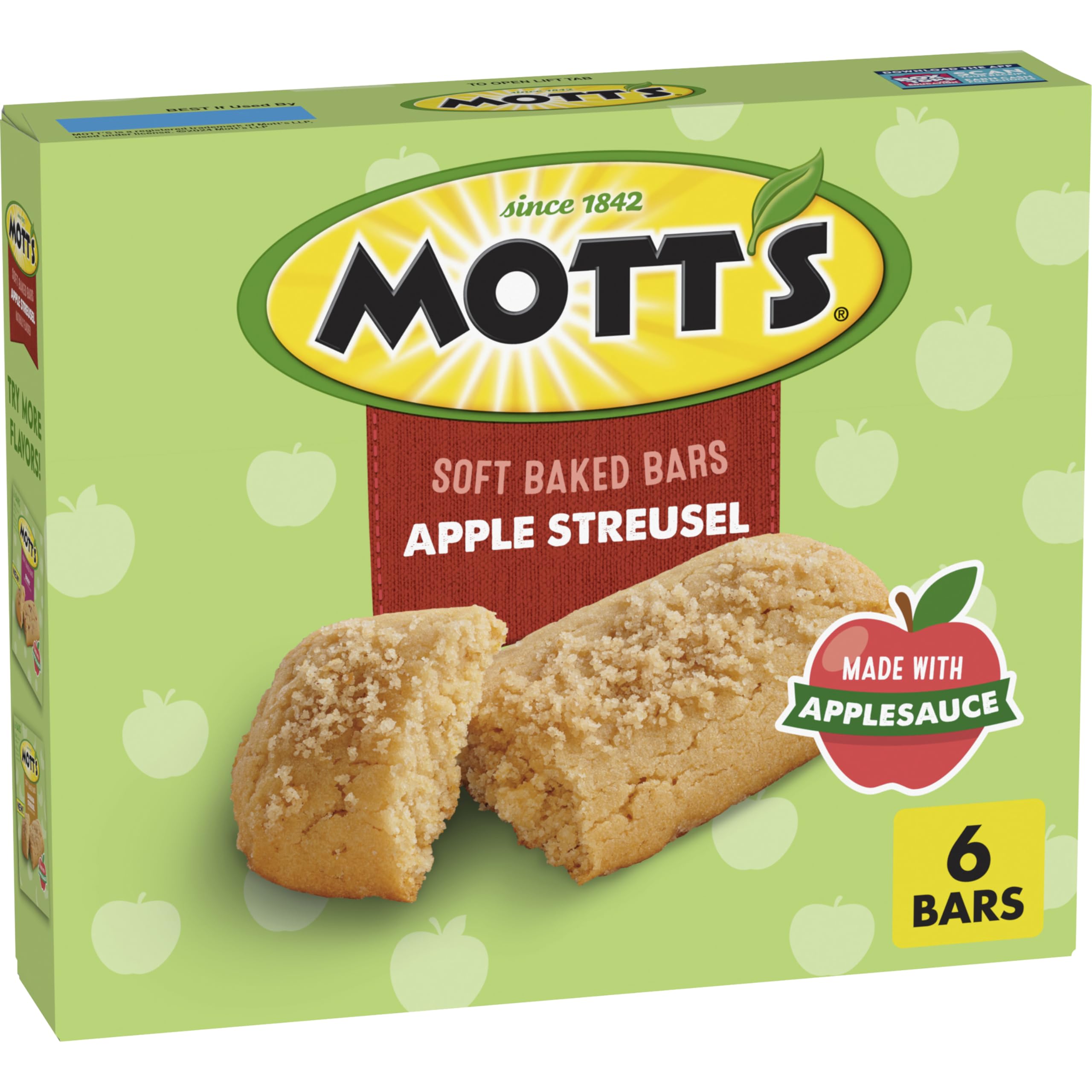 Mott'sSoft Baked Bars, Apple Streusel, Made With Applesauce, 6 Count, 5.76 oz