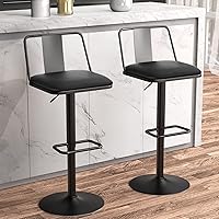  Set of 2 Raynesys Modern Design Counter Height Metal Swivel Bar Stools with Metal Back 