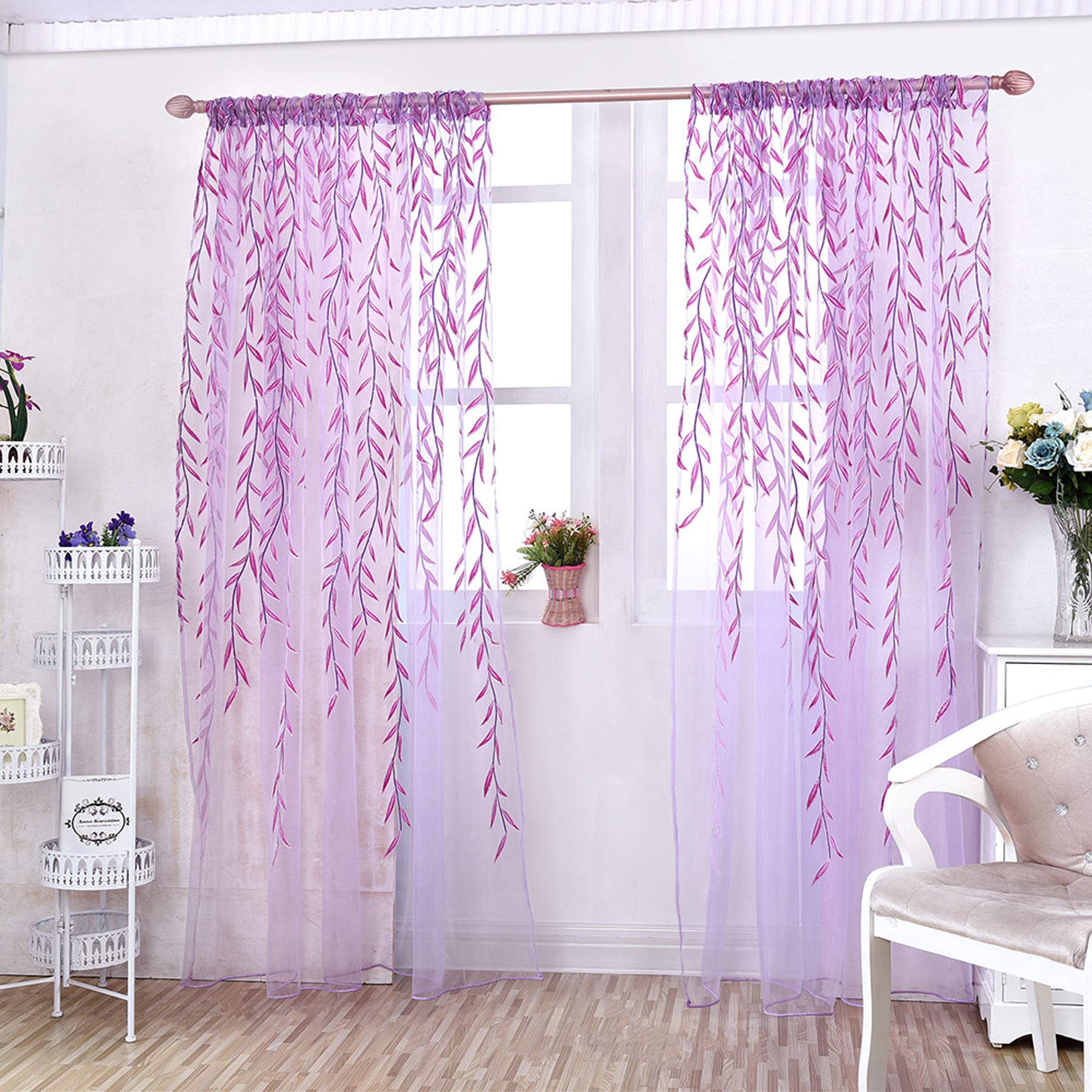 Damask purple curtains