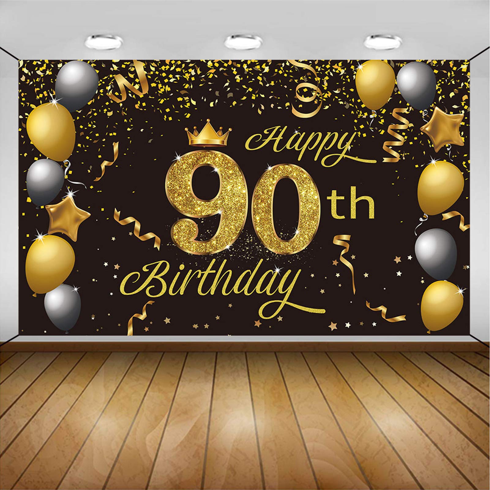 Buy Crenics Happy 90th Birthday Backdrop Banner, Extra Large 90th ...