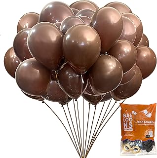 Jonhamwelbor Brown Balloons 12 inch 100 Pack Dark Brown Balloons Chocolate Brown Matte Latex Helium Balloons for Birthday ...