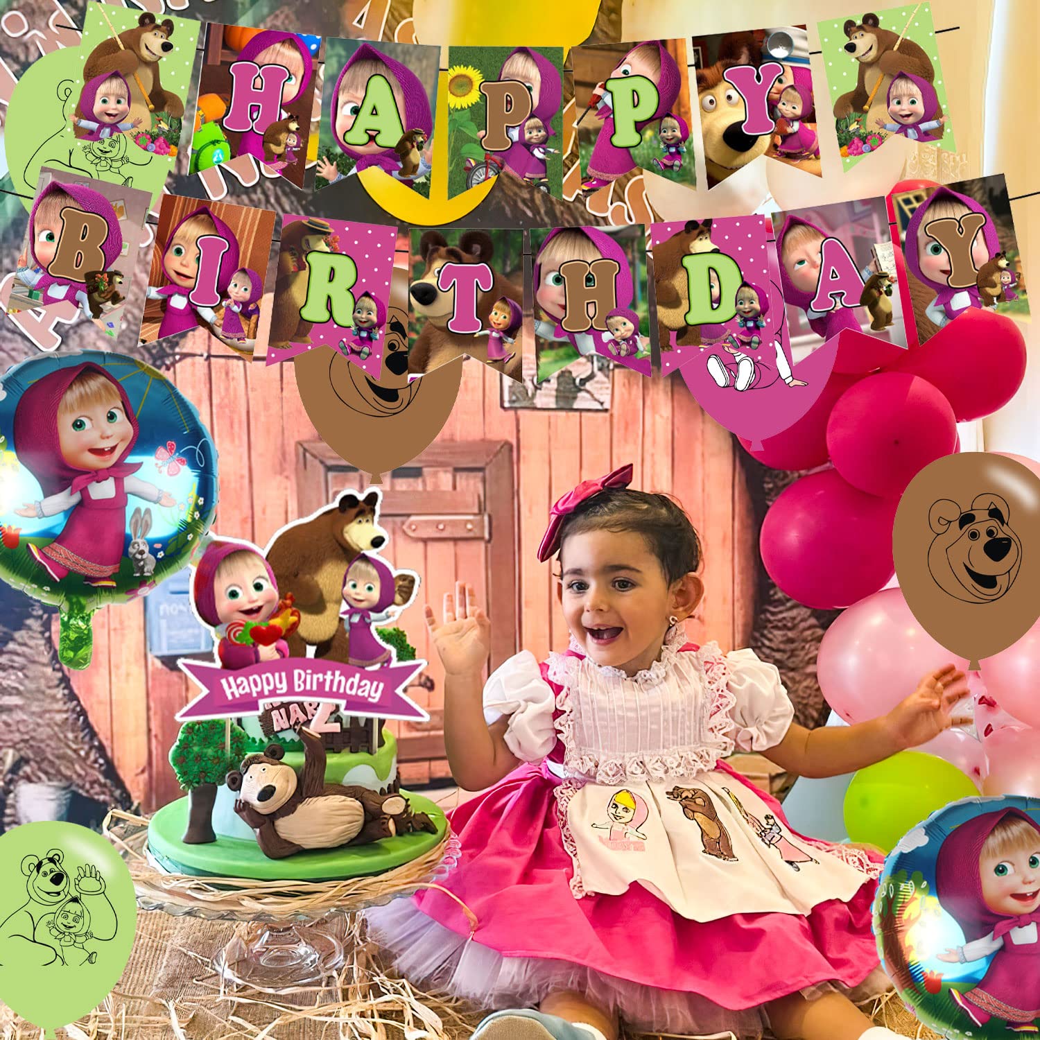 Masha and the bear paty decoration Twin birthday parties, Bear birthday ...