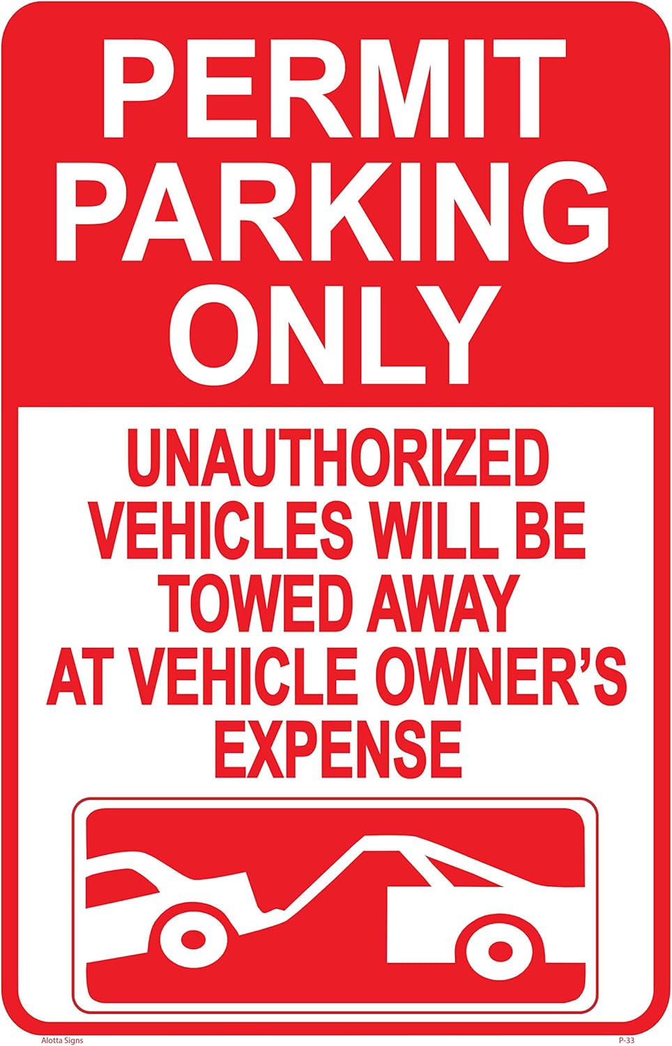 Amazon.com : Permit Parking ONLY Sign – Unauthorized Vehicles Will Be ...