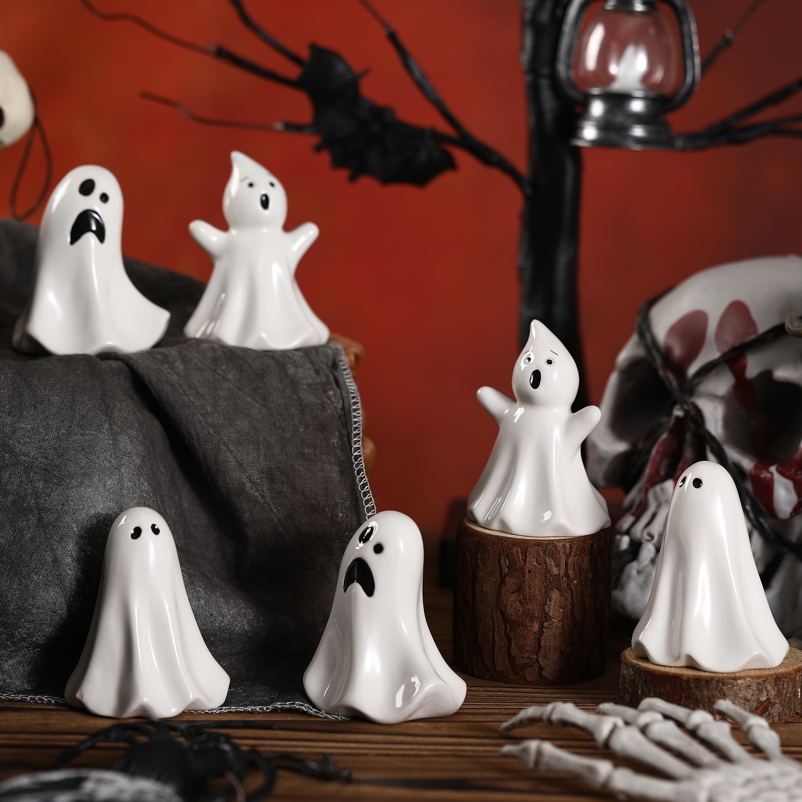 Amazon.com: Domensi 6 Pcs Ghost Decor Ceramic White Ghost ...