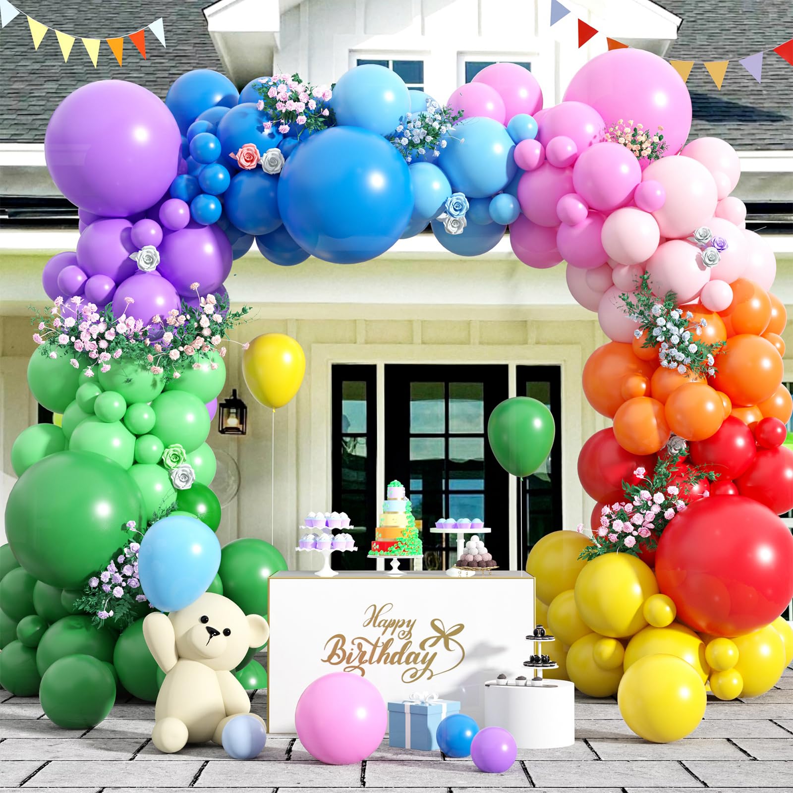 140 Pcs Rainbow Balloon Arch Kit, Rainbow Balloons 5 10 12 18 Inch Rainbow Balloon Garland Kit, Different Sizes Rainbow Birthday Party Balloons Decoration for Birthday Wedding Baby Shower decoration