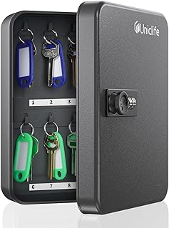 Uniclife 20 Position Key Cabinet with Combination Lock Resettable Black Digital Security Storage Box Steel Key Organizer w...