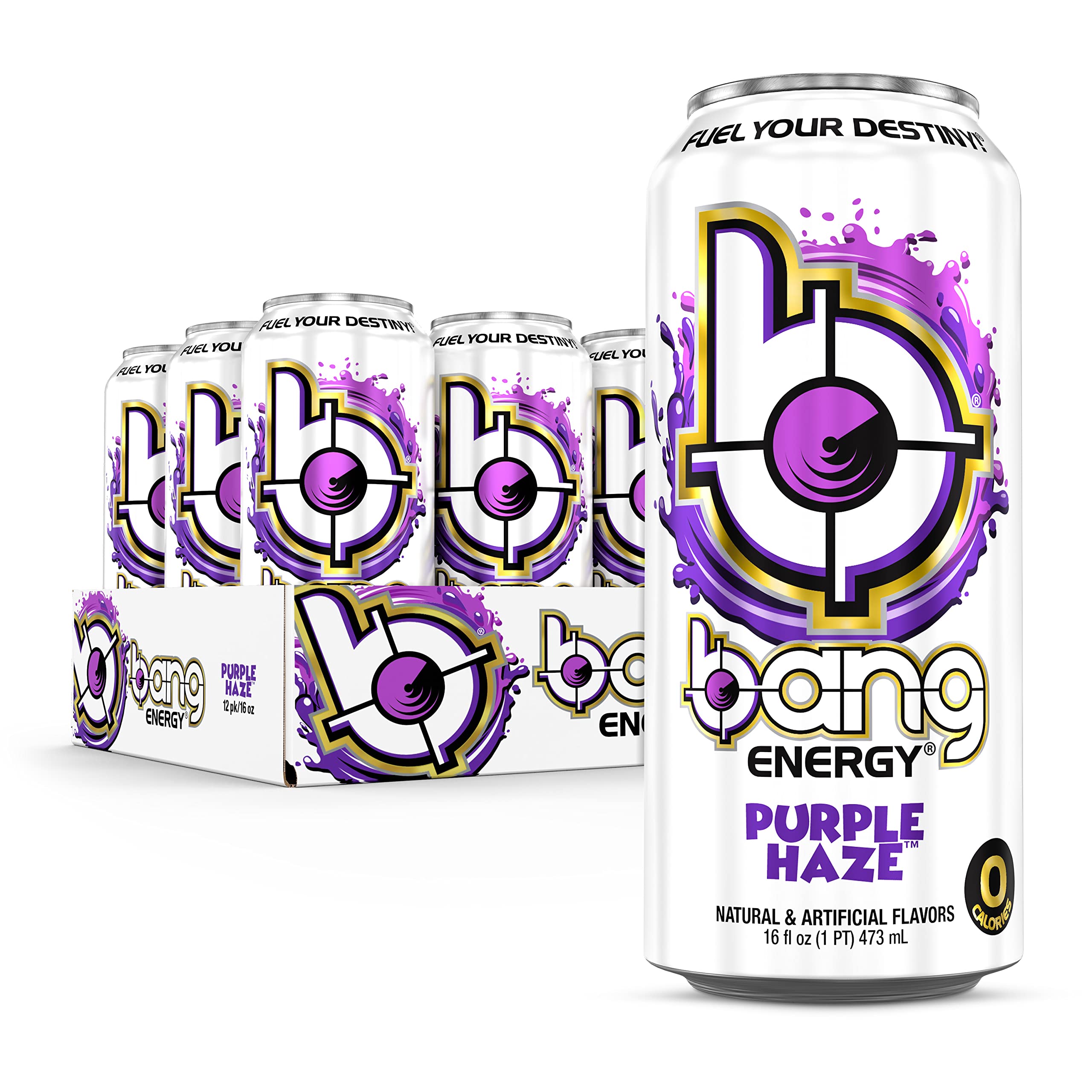 Bang Energy Purple Haze, Sugar-Free Energy Drink, 16 Ounce (Pack of 12)