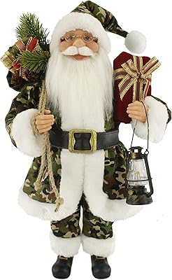 Windy Hill Collection 16" Inch Standing Outdoor Camouflage Woodsman Santa Claus Christmas Figurine Figure Decoration 169410