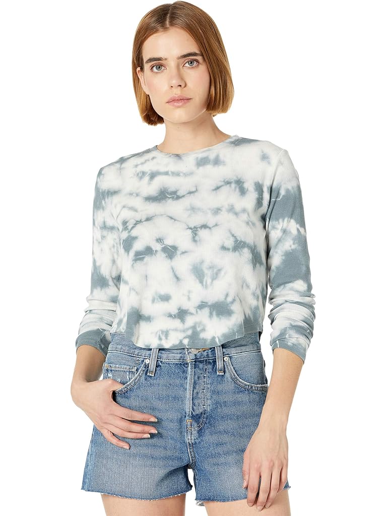 bobi Los Angeles Tie-Dye Rib Long Sleeve Cropped T-Shirt