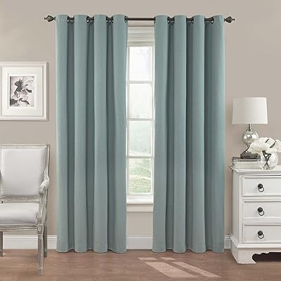 ECLIPSE Nadya Solid Thermal Insulated Single Panel Grommet Top Darkening Curtains for Living Room, 52 in x 84 in, Smokey Blue