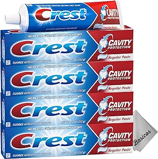 4-Pack Crest Fluoride Cavity Protection Toothpaste 8.2 Ounce Regular Paste, Bulk Toothpaste, Prevents Cavities Before They...