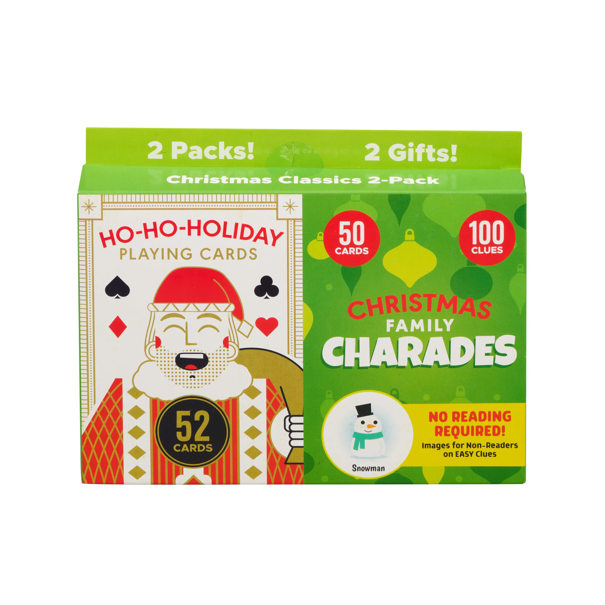 Buffalo Games - Holiday Family Card Game 2 Pack - Ho Ho Holiday Cards and Family Charades - Family Game Night Staple - Ages 6 and Up