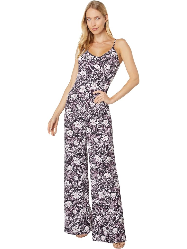 bobi Los Angeles Printed Crepe Smocked Back Jumpsuit