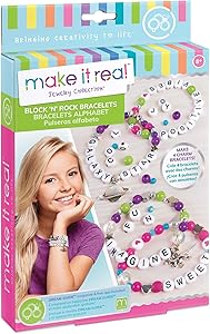 Make It Real Alphabet Beads Bracelet Making Kit - Girls Friendship Jewellery - Arts and Crafts for Kids