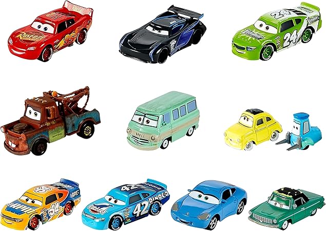 Amazon.com: Mattel Disney Pixar Cars Die-Cast Mini Racers 10-Pack ...