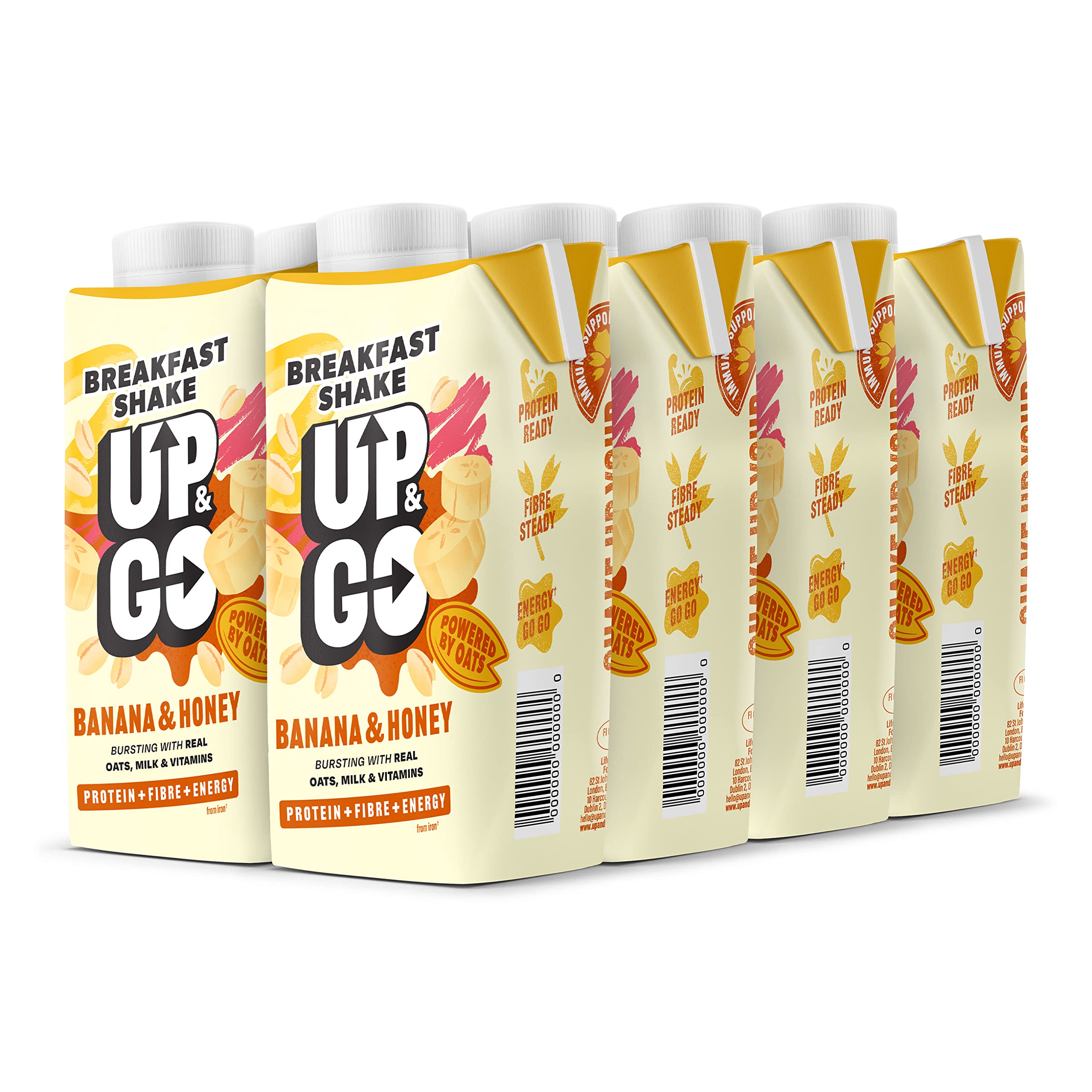 UP & GO Breakfast Drink - Banana & Honey, High Protein, Calcium & Fibre (300Ml x 8 Bottles)