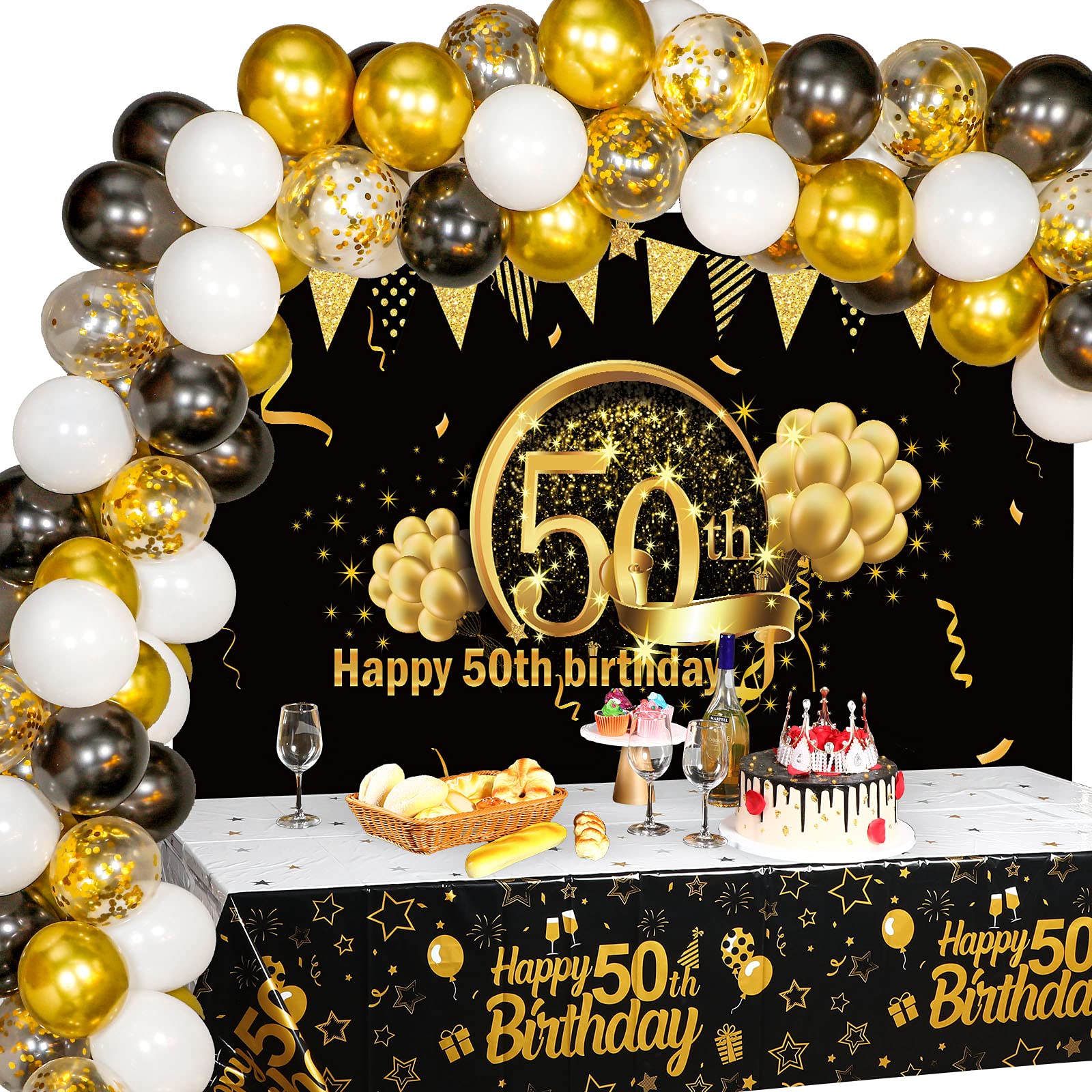 Amazon.com: Happy Birthday Party Decorations Set Black and Gold ...