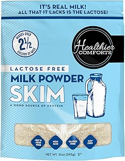 Healthier Comforts Lactose Free Skim Milk Powder | High Protein, Fat Free, Non-GMO, rBST Hormone Free, Kosher, Gluten Fre...