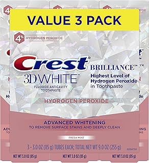 Crest 3D White Brilliance Hydrogen Peroxide Toothpaste with Fluoride,3 Ounce (Pack of 3)